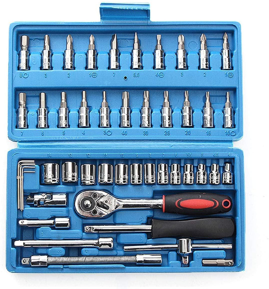 Peixiang Sturdy Wrench 46Pcs Drive Heavy Duty Telescopic Shaft Ratchet Handle Socket Wrench Spanner Set Repair Tools Safety