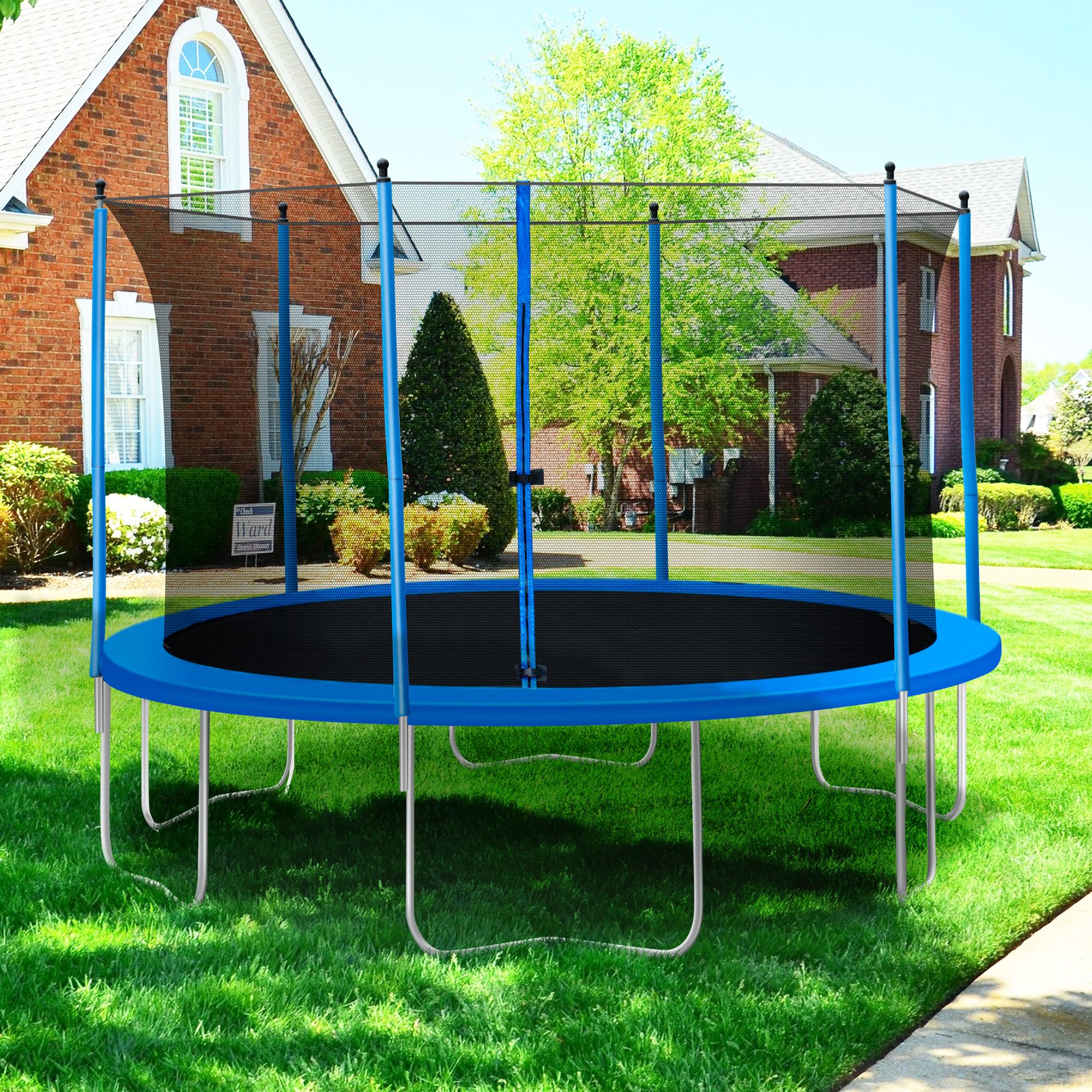 13FT Trampoline, Outdoor Trampoline for Kids Adults, 2021 Upgraded Heavy Duty Round Trampoline with Enclosure Net, Spring Cover Padding &amp; Ladder, Home Trampoline for Graden Patio Backyard, S1295