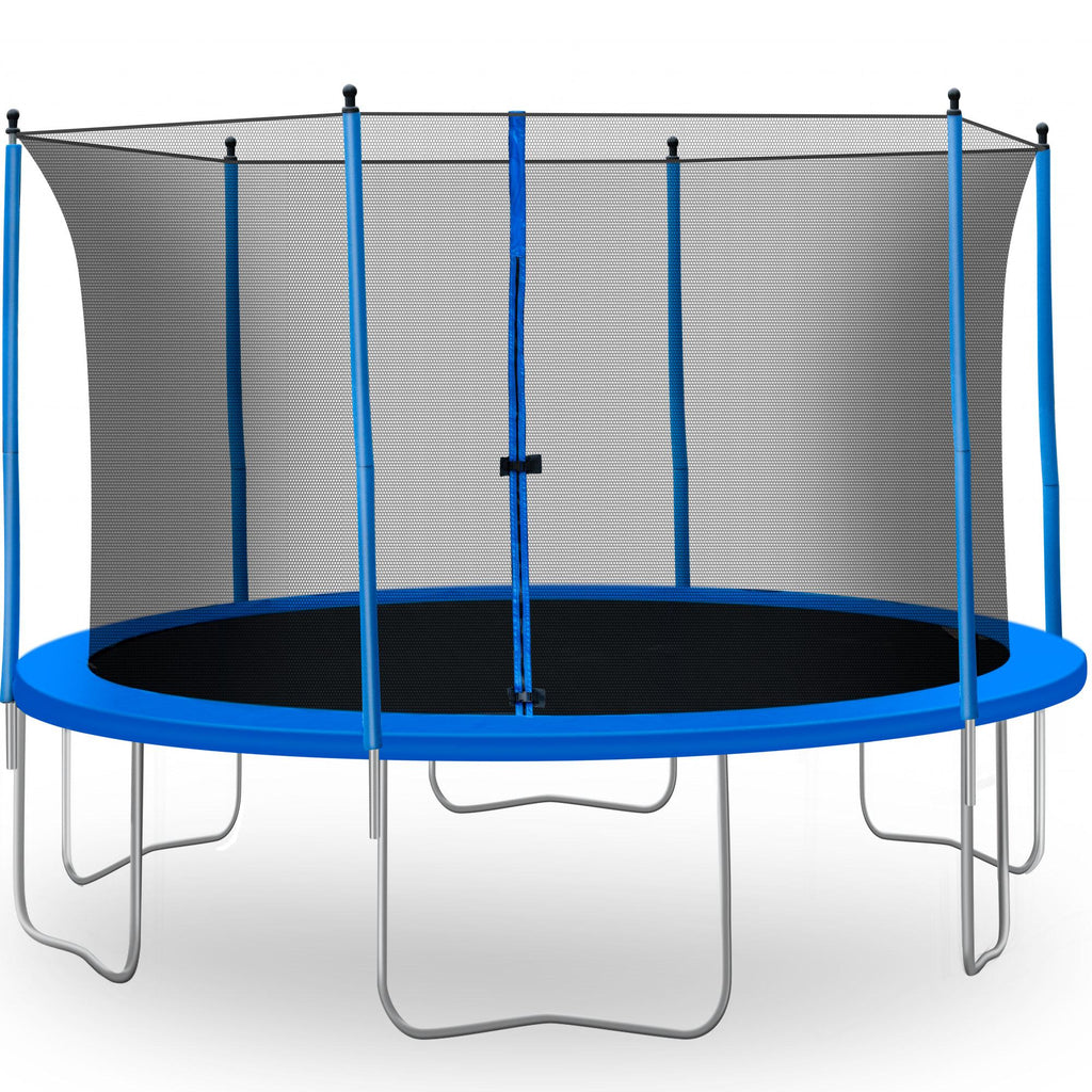 Trampoline with Enclosure Net, Outdoor Patio Fitness Kids Trampoline with Spring Cover Padding, 330lbs Round Trampoline with 6 Heavy Steel Legs, Recreational Trampoline for Backyard Park Patio, S1557