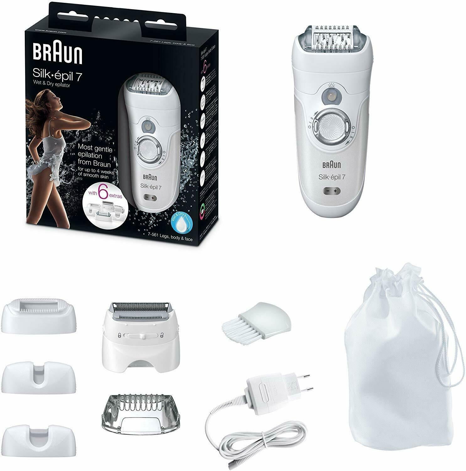 and Dry Epilator Low Price  Silk-Epil 7 7-561 Epilator with 8 Extras