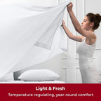 Mellanni Queen Sheet Set - 4 PC Iconic Collection Bedding Sheets &amp; Pillowcases - Hotel Luxury, Extra Soft, Cooling Bed Sheets - Deep Pocket up to 16" - Wrinkle, Fade, Stain Resistant (Queen, White)