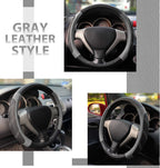 Elantrip Sport Leather Steering Wheel Cover 14 1/2 inch to 15 inch Universal, Padded Soft Grip Breathable for Car Truck SUV Jeep, Anti Slip Odorless Black and Gray