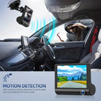 Three-record High-definition Night Vision  Driving Recorder Suction Cup Three-lens Car Front And Rear Simultaneous Video Tape Reversing Wide Angle