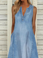 V-neck Casual Pocket Fashion Maxi Dress