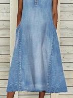 V-neck Casual Pocket Fashion Maxi Dress