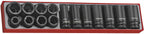 Teng Tools 15 Piece 3/4 Inch Drive 6 Point Regular &amp; Deep Impact Socket Set - TTX9415