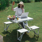 Portable Aluminum Alloy Folding Table Stall Table Siamese BBQ Camping Table Set