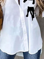Cat Print Loose Casual Long Sleeve Blouse
