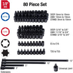 Sunex 3580, 3/8 Inch Drive  Impact Socket Set &amp; 1848, 1/4 Inch Drive  Impact Socket Set, 48-Piece, SAE/Metric, 3/16 Inch - 9/16 Inch, 4mm - 15mm, Standard/Deep