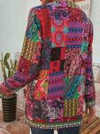 Ethnic Print Long Sleeve Coat