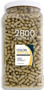 Bulk Buy Colon Restore - 2800 Count Blend of Colon Cleanse & Probiotic in a Clear Square Grip Jar