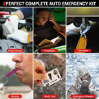 Car Emergency Kit, 23 in 1 Multifunctional Roadside Assistance Auto Safety Kit, First Aid Kit, Jumper Cables, Tow Rope, Triangle, Flashlight, Safety Hammer, and More Ideal Survival Pack Accessories