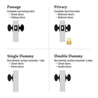 Keep Plate 2-3/8 in. Backset Black Iron Privacy Bed/Bath with Left-Handed AEG Door Knob