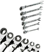 Tubing Ratchet Wrench Set, 180° Movable Flexible Head RatchetFix Tubing Two-Way Ratchet Wrench for Hand Maintain Repair Tool 8MM-19MM (12PCS)