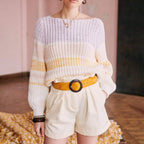 loose casual boat neckline sweater