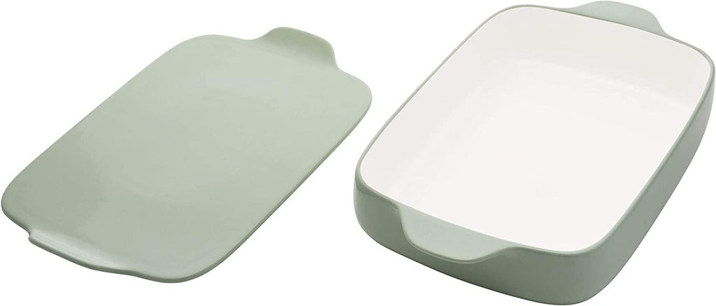 KitchenAid Vitrified Stoneware Rectangular Baker with Lid/Trivet, 4.5-Quart, Pistachio