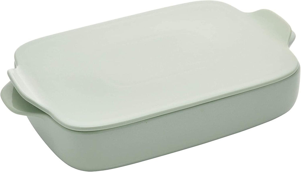 KitchenAid Vitrified Stoneware Rectangular Baker with Lid/Trivet, 4.5-Quart, Pistachio