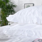 QSH White Ruffle Twin Duvet Cover,Washed Cotton Shabby Boho Chic Farmhouse Bedding Comforter Cover 3 Pieces Kids Duvet Quilt Cover Twin Ultra Soft Aesthetic Cute Girls Teen kids Bedding