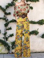 Fashion Art Print One Shoulder Holiday Casual Jumpsuit Women