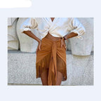 knotted hem tassel skirt