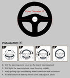 Valleycomfy Universal 15 inch Auto Car Steering Wheel Cover with Black Genuine Leather for HRV CRV Accord Corolla Prius Rav4 Tacoma Camry X1 X3 X5 335i 535i,etc