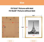 upsimples 16x20 Picture Frame Set of 5, Display Pictures 11x14 with Mat or 16x20 Without Mat, Wall Gallery Poster Frames, Gold