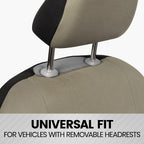 BDK PolyPro Seat Covers Full Set in Solid Beige – Front and Rear Split Bench Seat , Easy to Install for Auto Trucks Van SUV Car