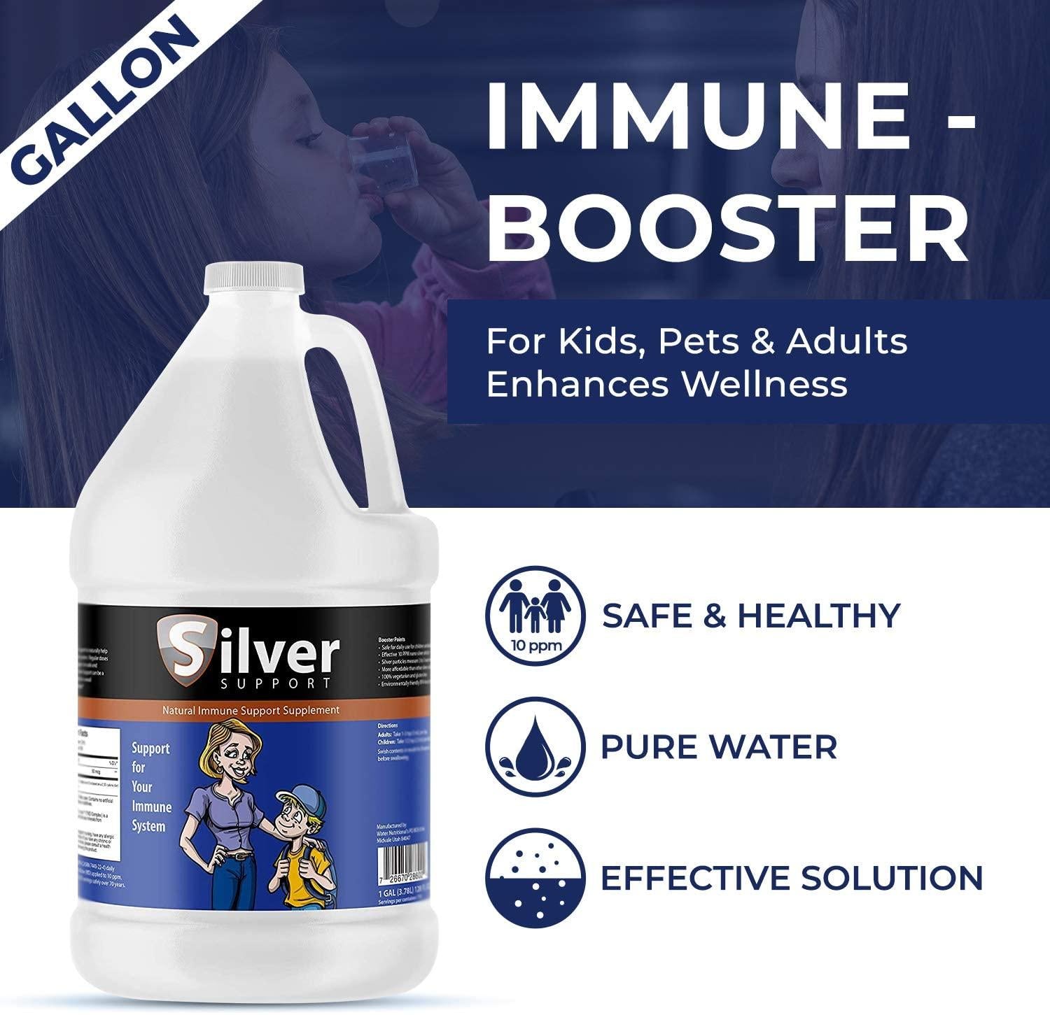 Nano Ionic Silver Technology - Liquid Immune Booster for Kids, Pets & Adults, Enhances Wellness - Next Generation Ionic Silver (4 Gallons)