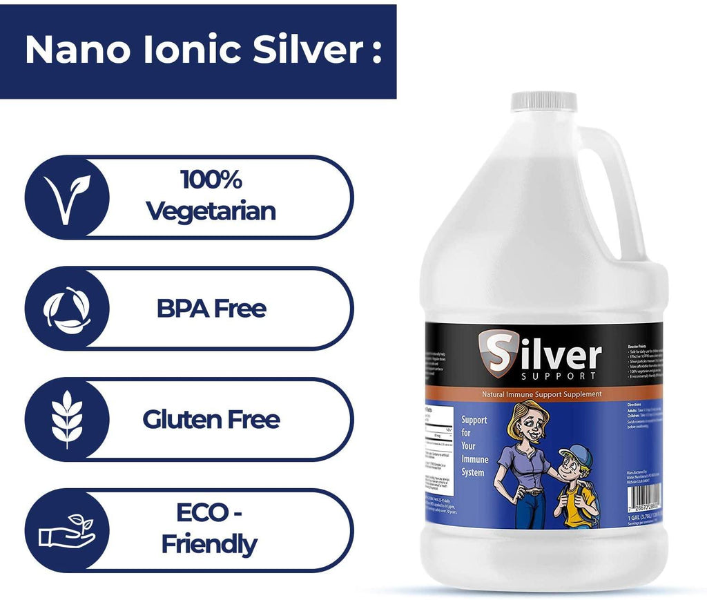 Nano Ionic Silver Technology - Liquid Immune Booster for Kids, Pets & Adults, Enhances Wellness - Next Generation Ionic Silver (4 Gallons)