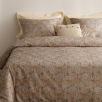 HeimenAogo Egyptian Cotton Duvet Cover Queen Size Sateen Weave, Silky Soft Boho Duvet Cover Zipper Closure, Long Staple Cotton Bed Linen Paisley Pattern 3Pcs