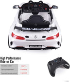 ELECWISH 45.7" Mercedes Benz AMG-GT4 12V Powered Ride-On Car for Kids, Kid's Electric Vehicles with R/C Parental Remote, Portable Handle, White BaVarnish