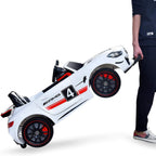 ELECWISH 45.7" Mercedes Benz AMG-GT4 12V Powered Ride-On Car for Kids, Kid's Electric Vehicles with R/C Parental Remote, Portable Handle, White BaVarnish
