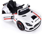 ELECWISH 45.7" Mercedes Benz AMG-GT4 12V Powered Ride-On Car for Kids, Kid's Electric Vehicles with R/C Parental Remote, Portable Handle, White BaVarnish