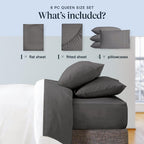 LuxClub 6 PC Full Size Sheet Set Bamboo Sheets Deep Pockets 18" Eco Friendly Wrinkle Free Cooling Sheets Machine Washable Hotel Bedding Silky Soft - Grey Full