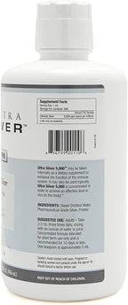 Ultra Silver® Colloidal Silver | 5,000 PPM, 32 Oz (946mL) | Mineral Supplement | True Colloidal Silver - 4 oz Dropper Bottle (Empty) Included for Dispensing!
