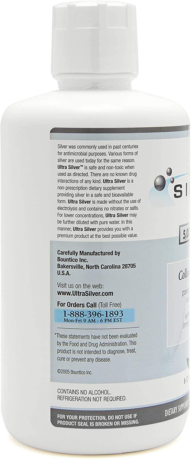 Ultra Silver® Colloidal Silver | 5,000 PPM, 32 Oz (946mL) | Mineral Supplement | True Colloidal Silver - 4 oz Dropper Bottle (Empty) Included for Dispensing!