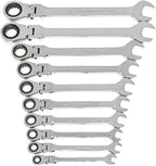 GEARWRENCH 10 Pc. 12 Point Flex Head Ratcheting Combination SAE Wrench Set with Tool Roll - 85893