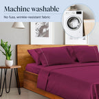 LuxClub 6 PC King Size Sheet Set Bamboo Sheets Deep Pockets 18" Eco Friendly Wrinkle Free Cooling Sheets Machine Washable Hotel Bedding Silky Soft - Eggplant King