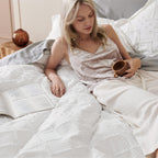 Bedsure Boho Duvet Cover Queen - Boho Bedding, Tufted Queen Duvet Cover for All Seasons, 3 Pieces Embroidery Shabby Chic Home Bedding Duvet Cover (White, Queen, 90x90)