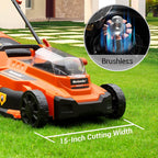 MAXLANDER 40V Cordless Lawn Mower 15 inch Brushless Motor 4.0AH Battery and Charger Included 6 Position Height