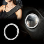 Bling Car Accessories For Women,Bling Steering Wheel Cover Bling Car Coasters Bling Set Seat Belt Shoulder Pads Ring Emblem Sticker Gear Shift Cover