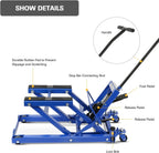 Motorcycle Lift, Heavy Duty Low Profile Hydraulic ATV Lifts, 1500 lb. Capacity, Steel