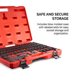 Neiko 02471A 3/8” Standard and Deep Drive Impact Socket Set 67 pcs | SAE 5/16” to 3/4” | Metric 8mm to 19mm | Swivel Sockets | Cr-V &amp; Cr-Mo Steel |  Release Ratchet | Extension Bars and Adapters