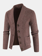 mens plain butt front thick double pockets cotton raglan sleeve sweater coat
