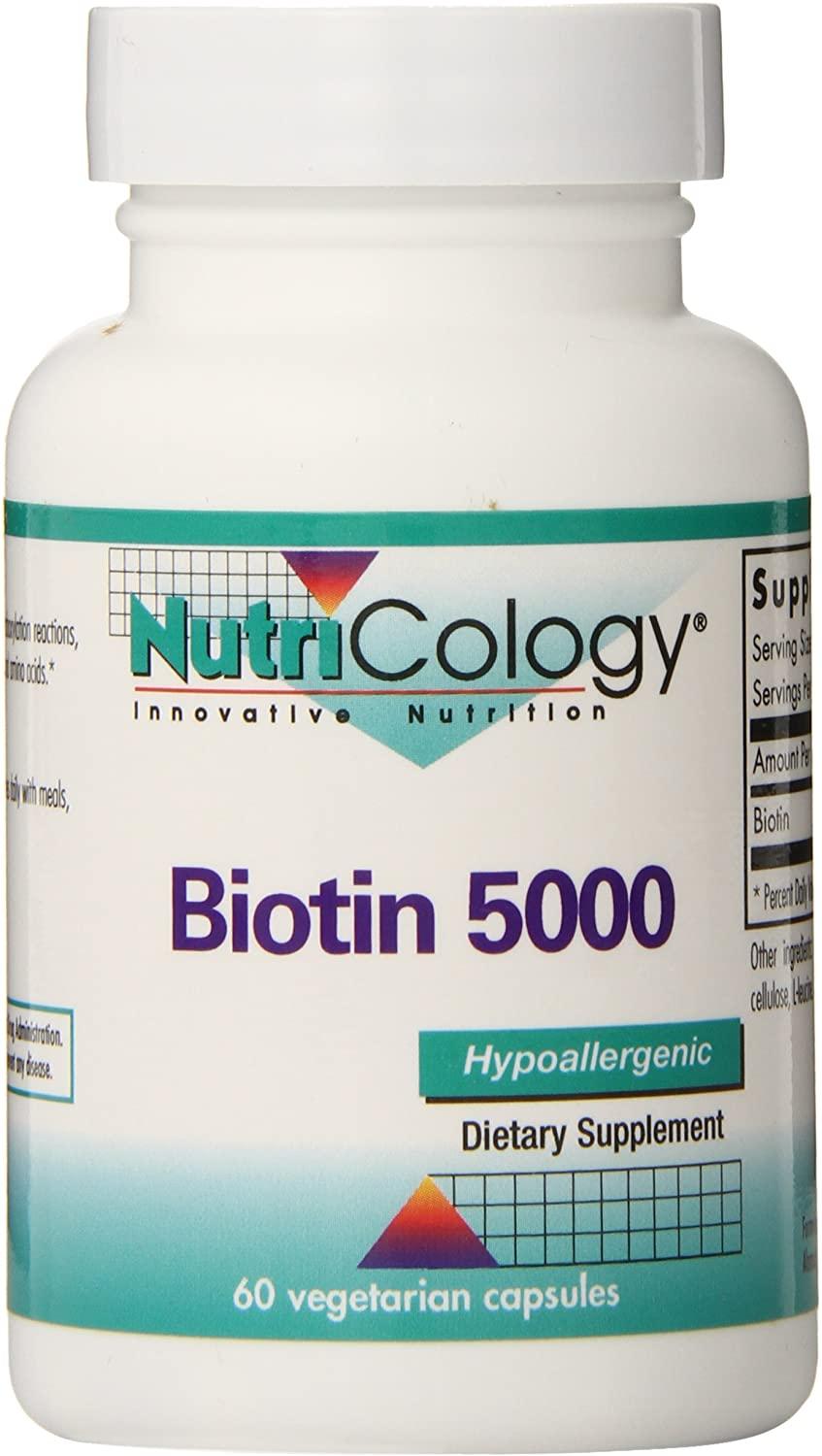 Nutricology Biotin 5000, Vegicaps, 60-count (Pack of 12)