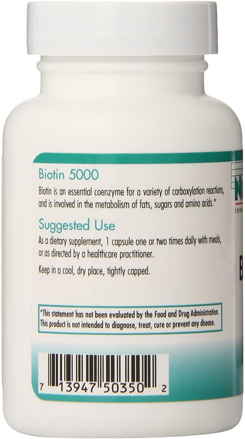 Nutricology Biotin 5000, Vegicaps, 60-count (Pack of 12)