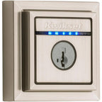 Kevo 2nd Gen Contemporary Square Satin Nickel Single Cylinder Touch-to-Open Bluetooth Smart Lock Deadbolt