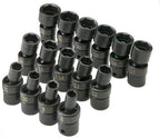 SK Hand Tools 33350 15-Piece 3/8-Inch Drive 6 Point Swivel Metric High Visibility Impact Socket Set