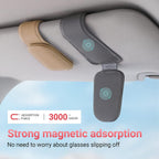 Sunglass Holder for Car Visor Sunglasses Clip Magnetic Leather Glasses Eyeglass Holder Interior Car Accessories for Woman Man - 2 Packs Gray