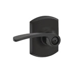 Merano Matte Black Privacy Bed/Bath Door Lever with Greenwich Trim